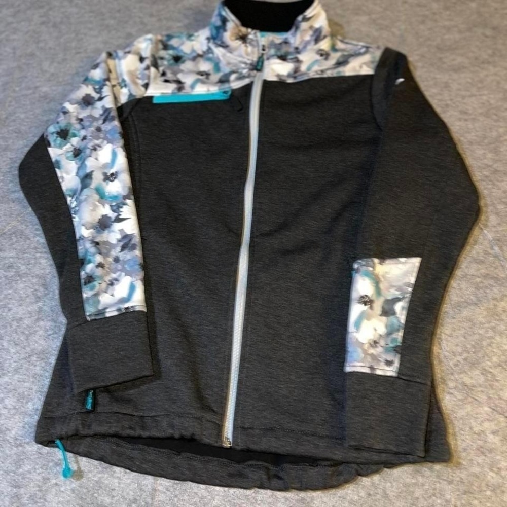 Snap-On Lethal X Choko Authentics Floral Full Zip‎ Jacket Charcoal Teal Womens S